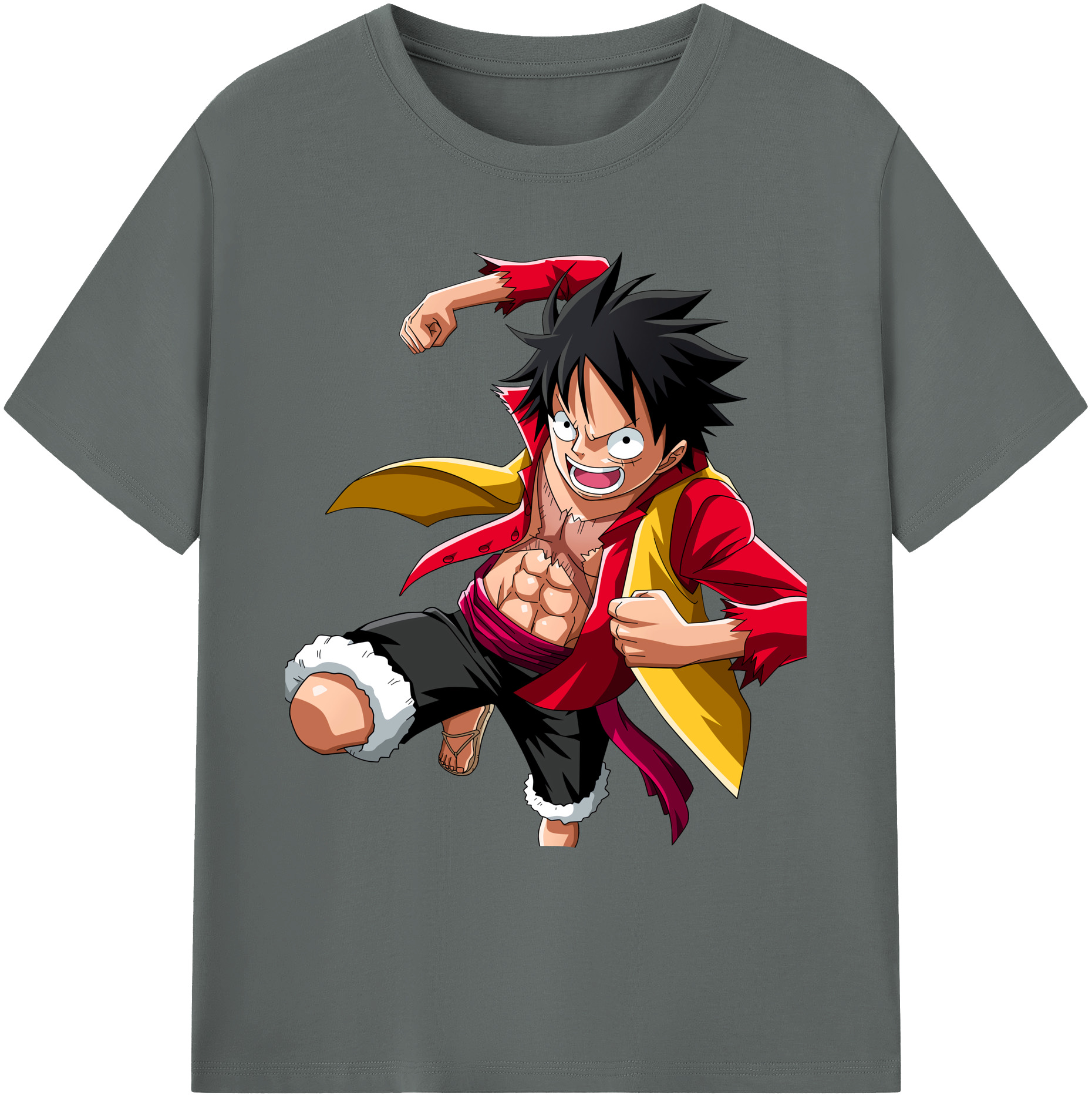 ワンピース モンキー・D・ルフィ ONE PIECE Monkey D. Luffy 綿100％ メンズ半袖Tシャツ｜肌触りやわらか＆通気性